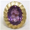 Image 3 : Vintage 14kt Yellow Gold Oval Synthetic Alexandrite Ring w/ Textured Halo