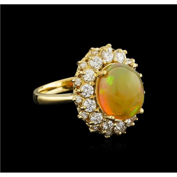 3.70 ctw Opal and Diamond Ring - 14KT Yellow Gold