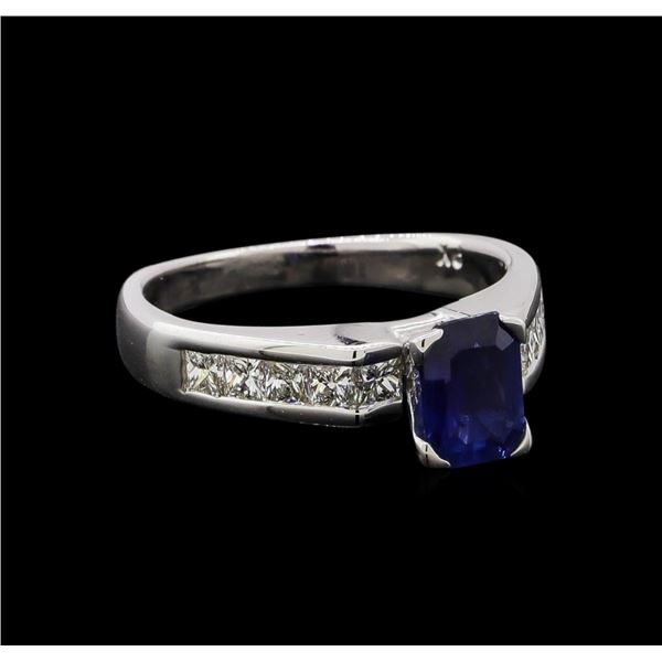 0.95 ctw Sapphire and Diamond Ring - 14KT White Gold