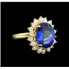 Image 1 : 14KT Yellow Gold 5.44 ctw Tanzanite and Diamond Ring