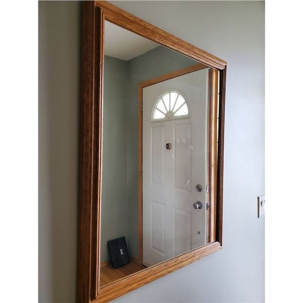 Vintage Oak Bench and Mirror