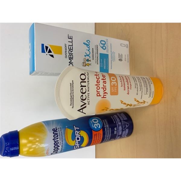 Sunscreen Aveeno/Ombrelle/Coppertone Sport