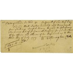 1779 Revolutionary War Pay Voucher Signed
