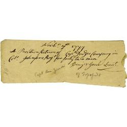 1777 Revolutionary War Provisions Receipt Doc