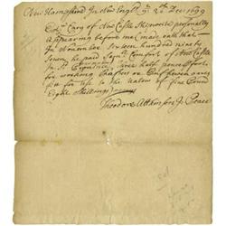 1699 New Hampshire Autograph Document Signed