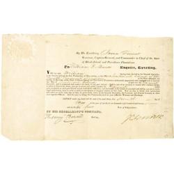 1827 Rhode Island Militia Commission, DS.