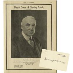 Warren G. Harding signed White House Card