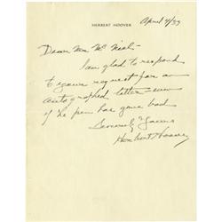 Herbert Hoover Autograph Letter Signed