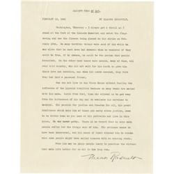 Eleanor Roosevelt Typed Document Signed