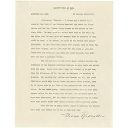 Eleanor Roosevelt Typed Document Signed