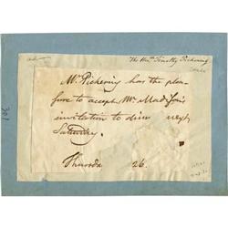 Timothy Pickering Autograph Note Signed