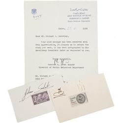 Egyptian President Anwar and Jehan Sadat Sigs