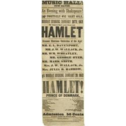 1862 Playbill For a Production of Hamlet