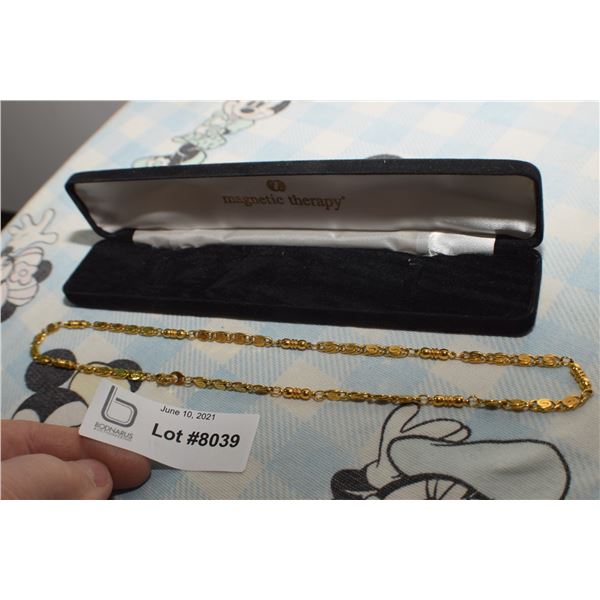 NECKLACE SAYS 24KT BUT IS MAGNETIC..PLATED?