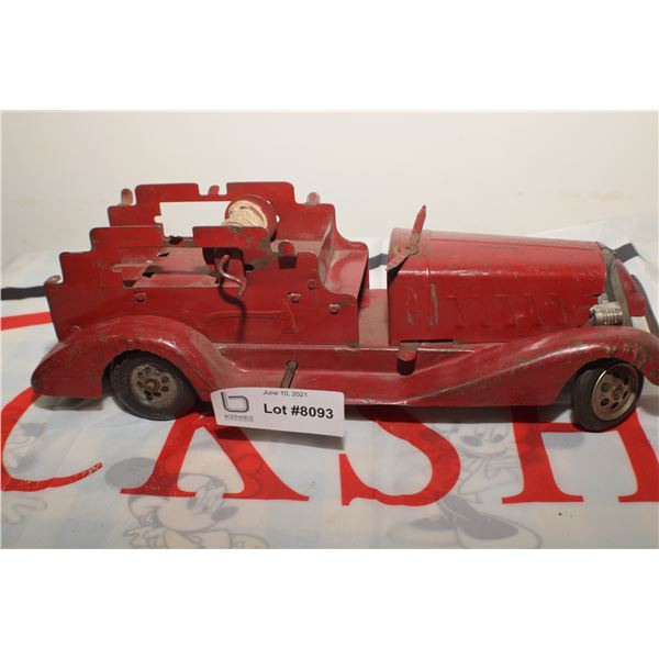 WORKING WIND-UP TIN TOY PRESSED STEEL FIRE ENGINE