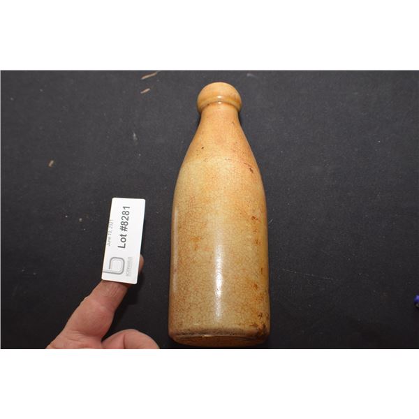 STONEWARE BEER BOTTLE . NO CHIPS OR CRACKS