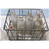 Image 2 : Antique Wire Crate with Vintage Milk Bottles