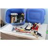 Image 1 : Blue Tote with Painting Supplies, Brushes, Rollers, Sandpaper, Etc