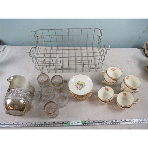 Glassware Pitchers + Cups and 10 Pieces Cup + Saucers