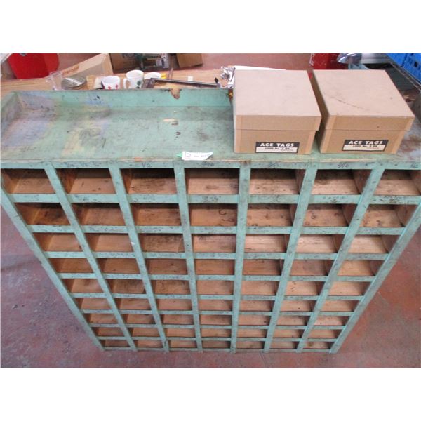 Wooden Parts Storage Rack 9" x 42" x 45" High