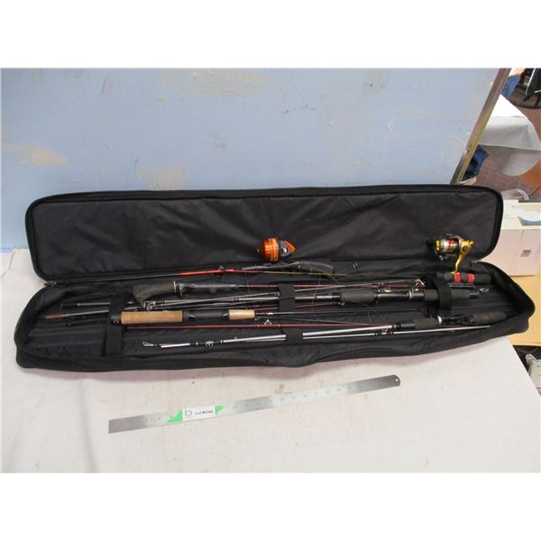 Carrying Case With Several Fishing Rods