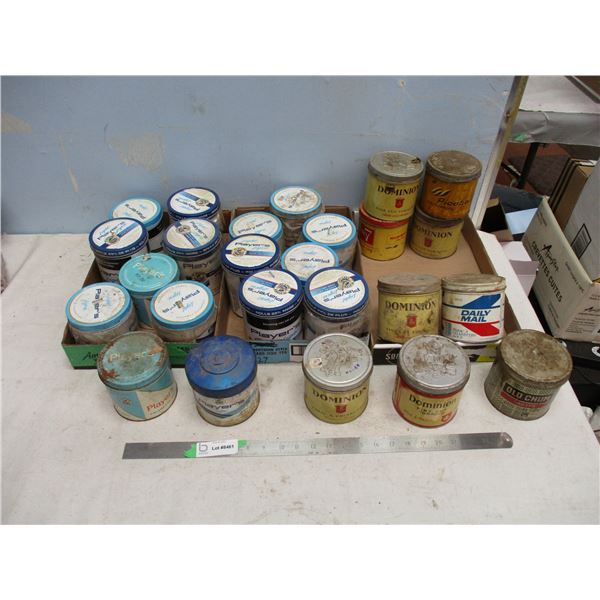 Large Boxes of Assorted Round Tobacco Tins