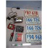 Image 1 : Box of Automotive Parts and 1975 + 76 Sask Licence Plates