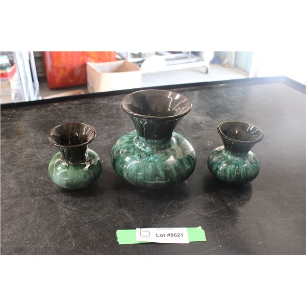 3 Small Vases Blue Mountain Pottery