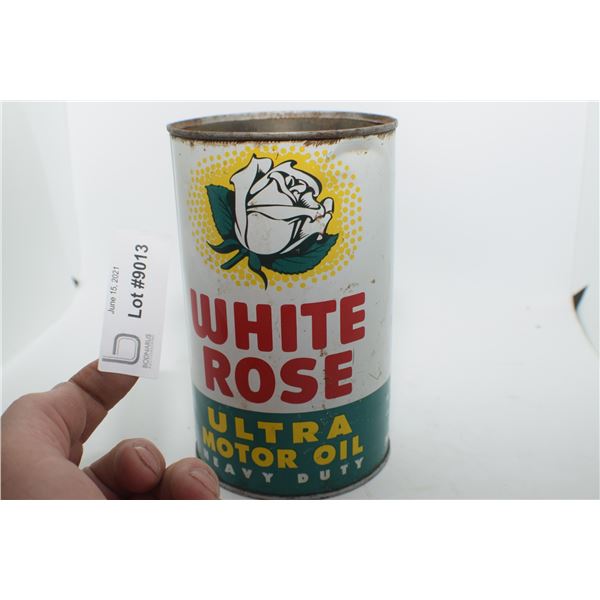ANTIQUE  IMPERIAL QUART ..........WHITE ROSE OIL TIN
