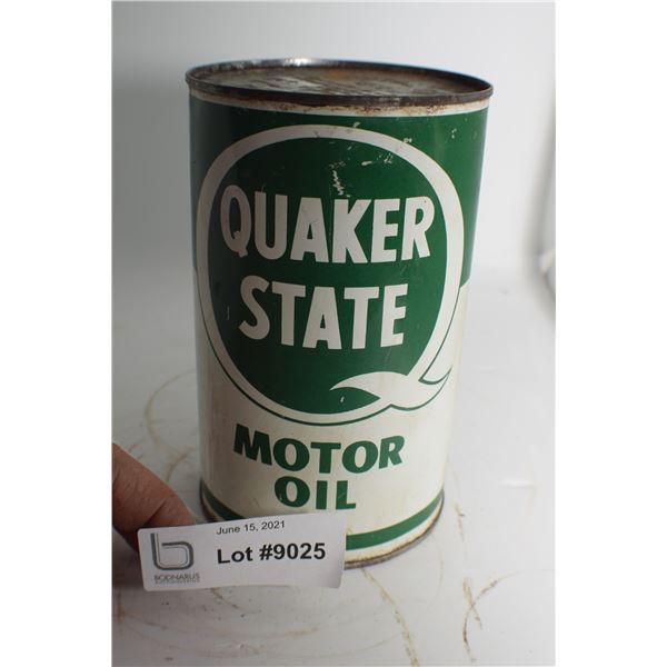 VINTAGE 1 QUART FULL CANADIAN QUAKER STATE   OIL TIN