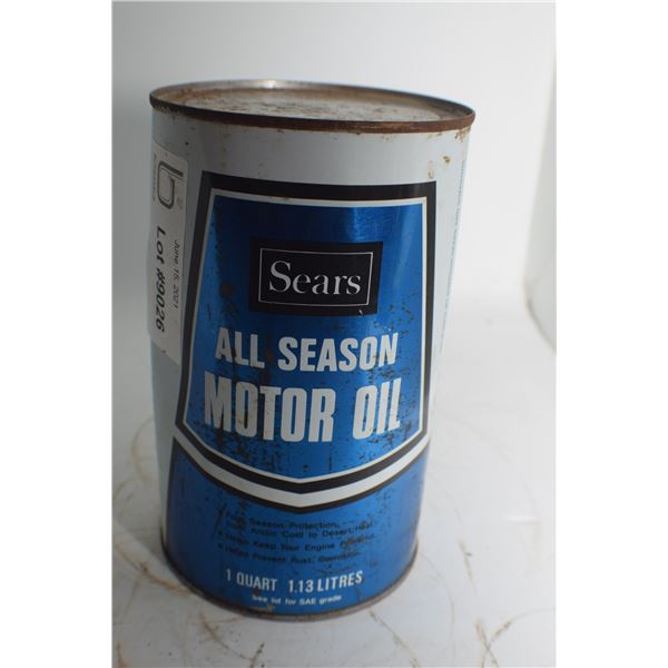 VINTAGE 1 QUART FULL CANADIAN SEARS  OIL TIN