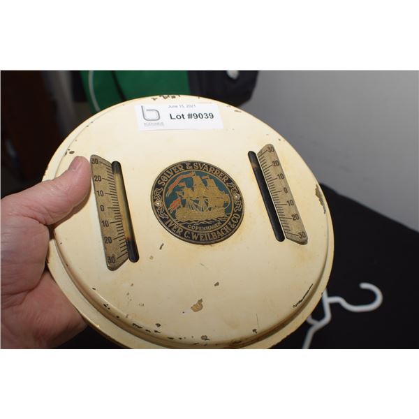 RARE WORKING DUAL SHIPS THERMOMETER ,, PAINTED BRASS