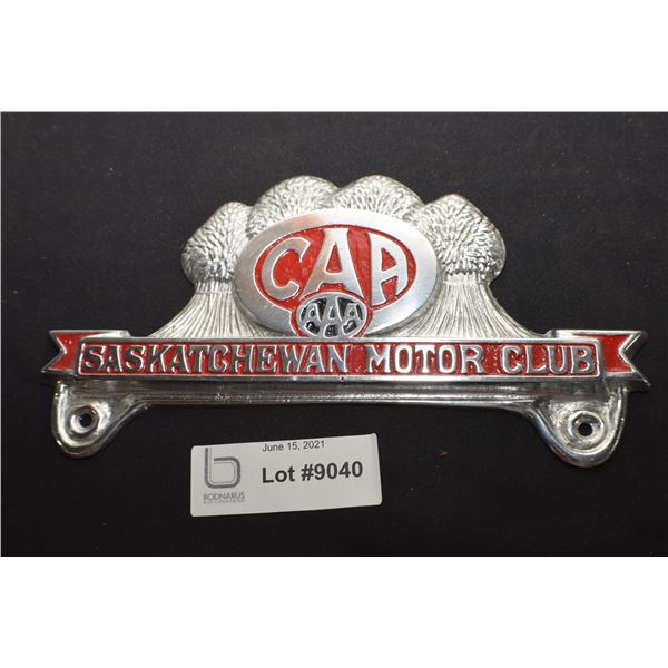 ANTIQUE CAA SASKATCHEWAN LICENSE PLATE TOPPER