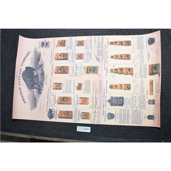 BUFFALO OIL POSTER, HEAVY GLOSSY CARDBOARD