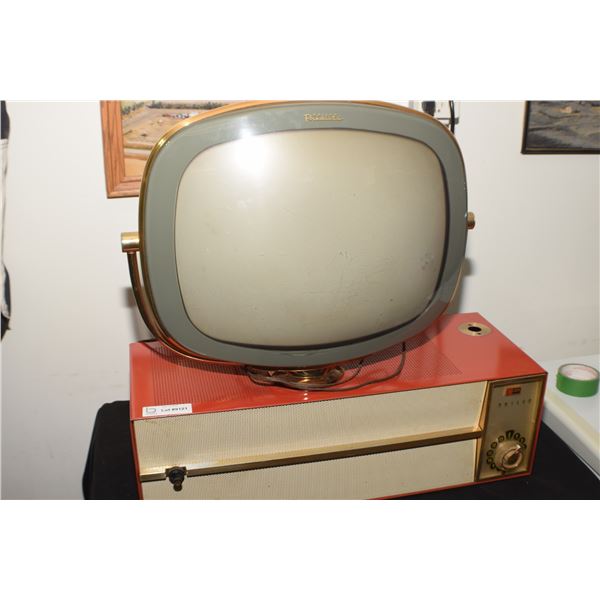 ANTIQUE MOTOROLA PREDICTA TELEVISION SET SWIVEL PICTURE TUBE, CORD BROKE