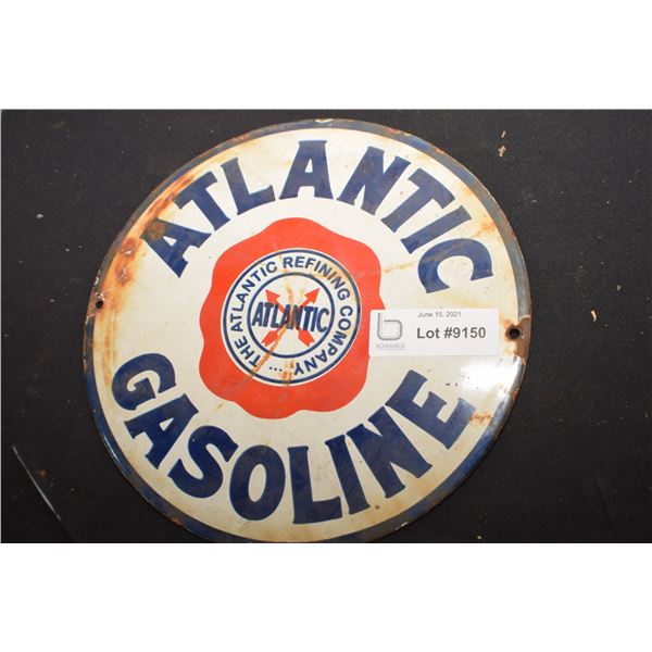 ATLANTIC  HEAVY PORCELAIN OVER STEEL FANTASY OIL SIGN