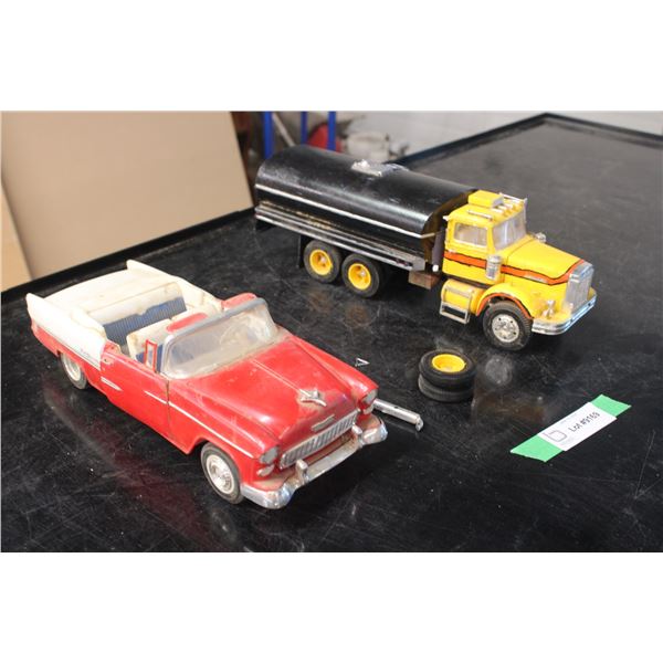 Model Water Truck and Model Car (Built Models)