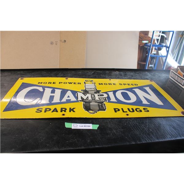 Champion Spark Plug Enamel Sign 30" x 14"