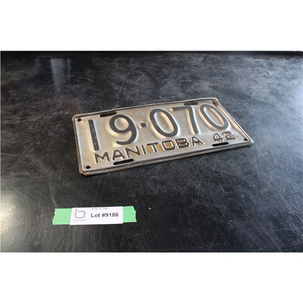 1942 Manitoba Licence Plate