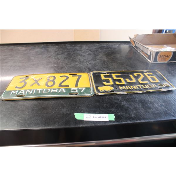 (2X THE MONEY) 1957, 1958 Manitoba Licence Plates