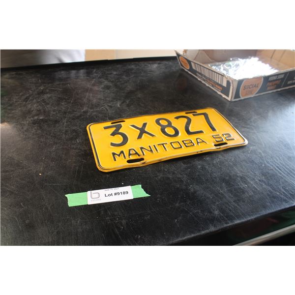 1952 Manitoba Licence Plate