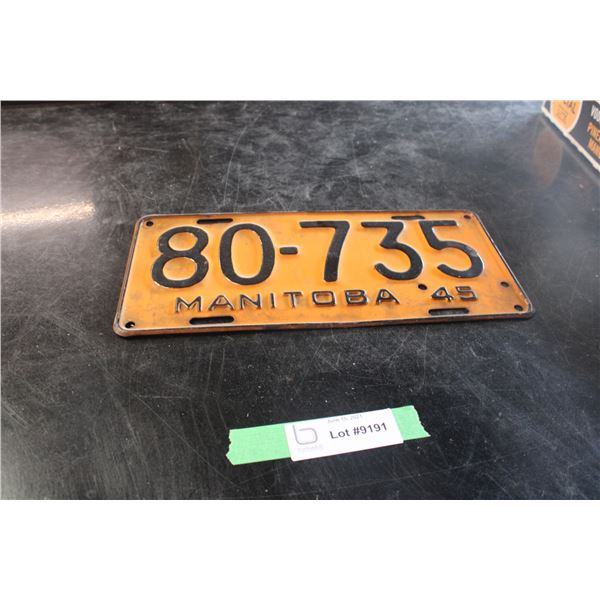 1945 Manitoba Licence Plate