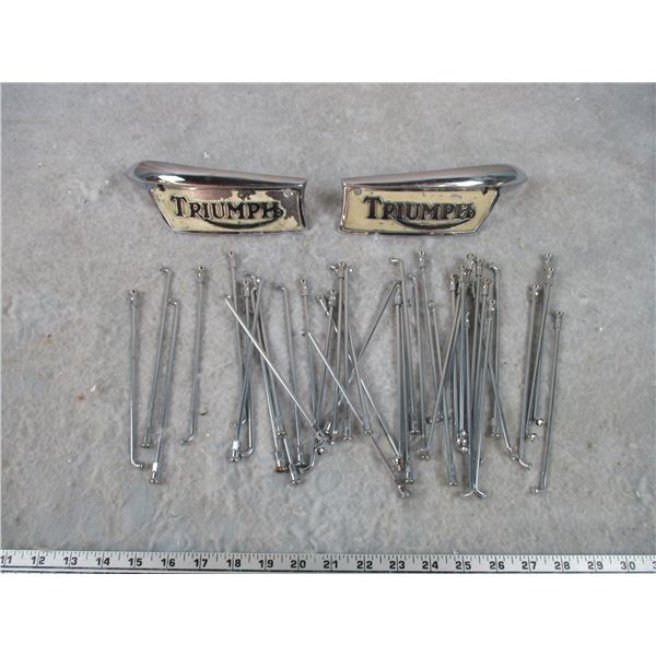 (2X THE MONEY) Triumph Motorcycle Gas Tank Badges/Emblems + Rods