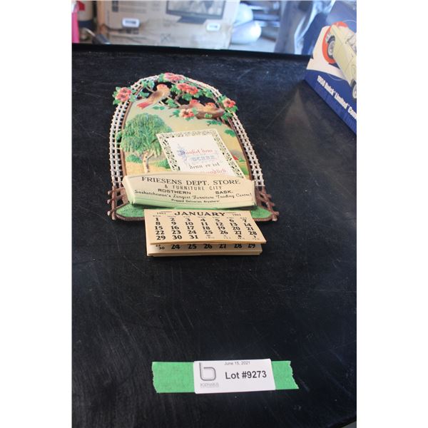 Friesens Dept. Store Calendar 1961