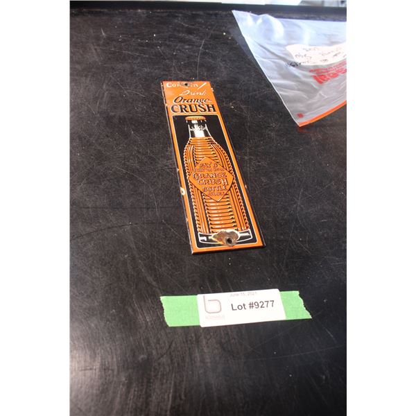 Orange Crush Enamel Sign 2" x 12"