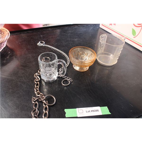 Glass Piece 2 Wallet Chains and A & W Mug
