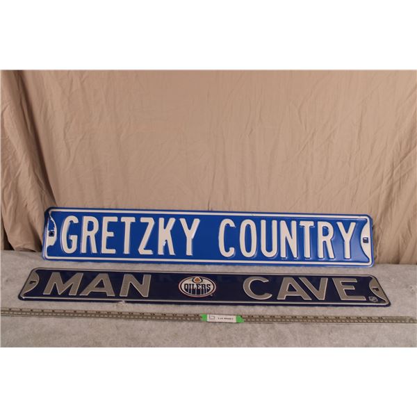 (2X THE MONEY) Gretzky Country and Oilers Man Cave Tin Signs 36" Long