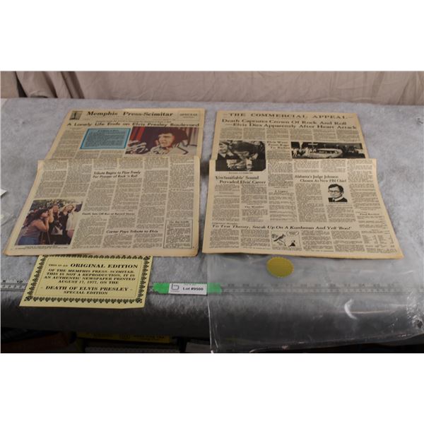 (2X THE MONEY) 1977 Death of Elvis Newspapers