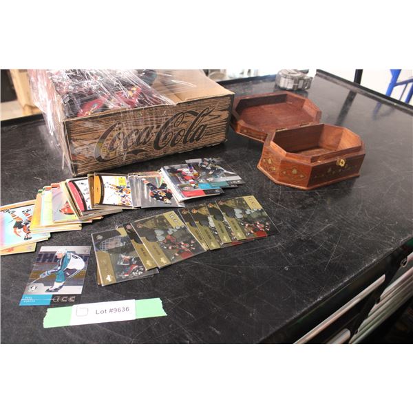 Wooden Jewelry Box and 2000's Hockey Cards