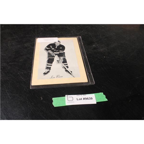 Leo Reise Beehive New York Rangers Hockey Picture 1954-1964